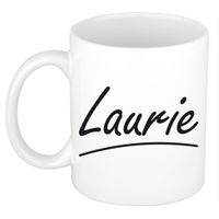Naam cadeau mok / beker Laurie met sierlijke letters 300 ml   -