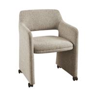 WOOOD Eetkamerstoel 'Lyric' Op wielen, Bouclé, kleur Greige