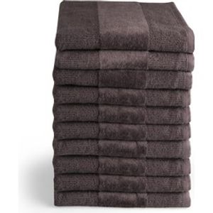Casa Valeria Handdoeken set - Velour Border - 10 delig - 10x 60x100 - 100% katoen - Antraciet