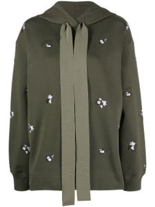 Patou hoodie à fleurs brodées - Vert