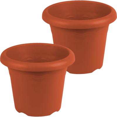 Hega Hogar Plantenpot/bloempot - 2x - kunststof - terra cotta - D30 x H23,5 cm