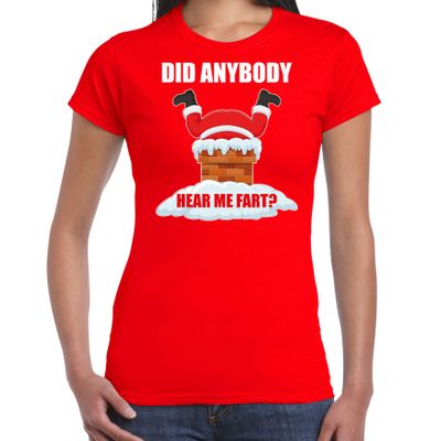 Fun Kerstshirt / outfit Did anybody hear my fart rood voor dames Fun Kerstshirt / outfit Did anybody hear my fart rood voor dames