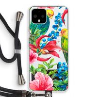 Papegaaien: Pixel 4 Transparant Hoesje met koord