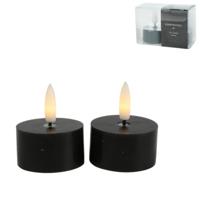 Countryfield led theelicht lyon rustiek vlameffect zwart 5 cm set van 2 | 12 stuks