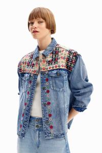 Denim truckerjack met borduursels - BLUE - S