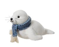 Kerst zeehond polyester 12 cm creme Kerst zeehond polyester 12 cm creme