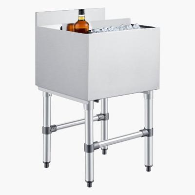 VEVOR Catering ijscontainer 46,7 liter, roestvrijstalen onderbouw ijscontainer 455 x 455 x 850 mm met schuifdeksel, flessenhouders en verstelbare poten, voor bar, restaurant en café, NSF-gecertificeerd