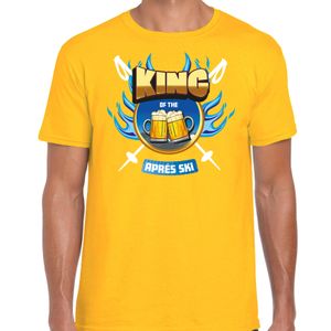 Wintersport verkleed t-shirt voor heren - king of the apres ski - geel - bier/winter outfit