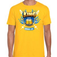 Wintersport verkleed t-shirt voor heren - king of the apres ski - geel - bier/winter outfit - thumbnail