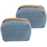 Deurstopper - 2x - 0.22 kg - denim blauw - oppak lus - 15 x 10 cm - thumbnail