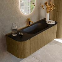 Badmeubel Mondiaz Kurve | 130 cm cm | Meubelkleur Dusk | Wastafelkleur Urban | Solid surface | Wasbak midden spoelbak | 1 kraangat