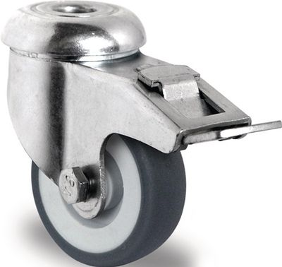 Promat Zwenkwiel met totale rem van | Wiel-Ø 75 mm | draagvermogen 75 kg | met achtergat 11 mm glijlager | rubber grijs - 3000276062 3000276062