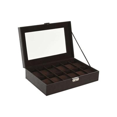 Doos-Juwelenkistje Home ESPRIT Donkerbruin Polyurethaan Kristal Staal Hout MDF 30 x 20 x 8 cm