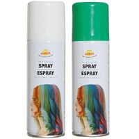 Carnaval verkleed haar verf/spray - groen en wit - spuitbus - 125 ml - thumbnail