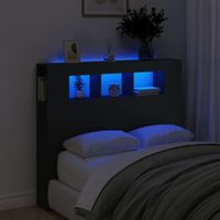 Hoofdeinde met LED 120x18,5x103,5 cm bewerkt hout zwart - thumbnail