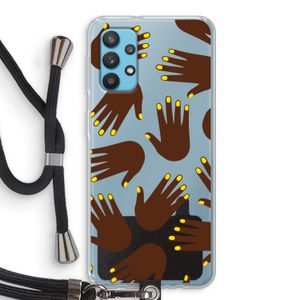 Hands dark: Samsung Galaxy A32 4G Transparant Hoesje met koord