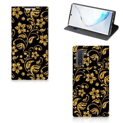 Samsung Galaxy Note 10 Smart Cover Gouden Bloemen Samsung Galaxy Note 10 Smart Cover Gouden Bloemen