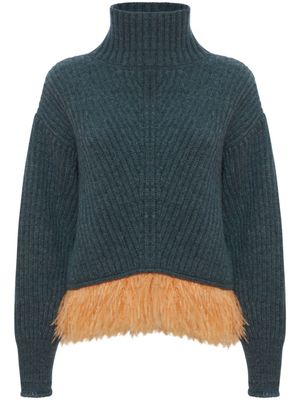 La DoubleJ pull orné de plumes à col montant - Vert
