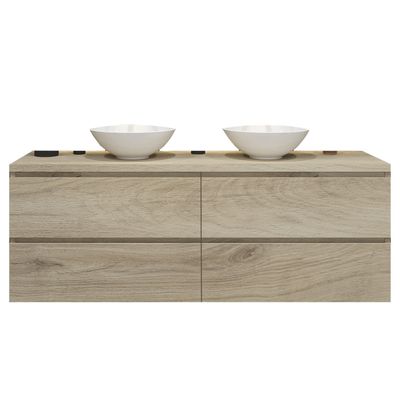 Badkamermeubelset Gliss Zeus 200 cm Licht Grijs Eiken Met Waskom