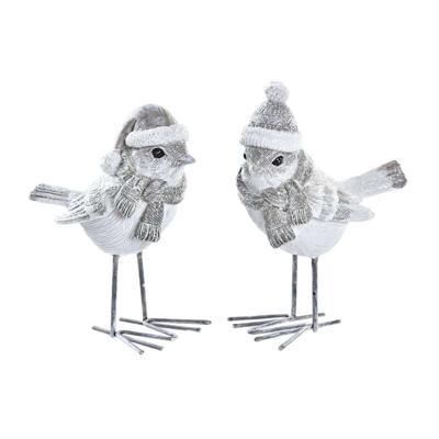 Kerstversiering DKD Home Decor Hars Fågel (10,5 x 5,5 x 10,5 cm) (2 Stuks)