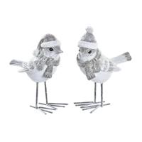 Kerstversiering DKD Home Decor Hars Fågel (10,5 x 5,5 x 10,5 cm) (2 Stuks)