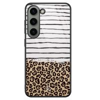 Samsung Galaxy S23 glazen hardcase - Leopard lines Samsung Galaxy S23 glazen hardcase - Leopard lines