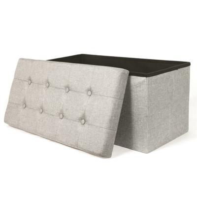Hocker/poef opvouwbaar - lichtgrijs - Chique - polyester - 76 x 38 cm
