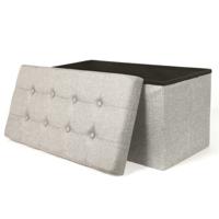 Hocker/poef opvouwbaar - lichtgrijs - Chique - polyester - 76 x 38 cm
