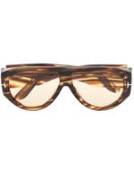 TOM FORD Eyewear lunettes de soleil à effet écaille de tortue - Marron