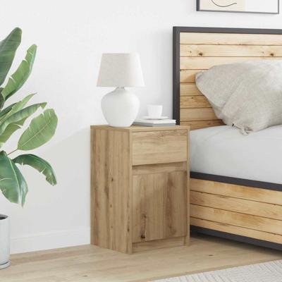 LED Bedside Kast artisanaal eikenkleurig 38 x 34 x 61 cm