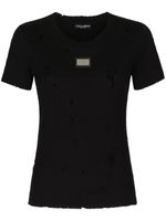 Dolce & Gabbana distressed-effect logo-plaque T-shirt - Noir