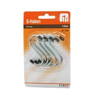 5x stuks S-haken met zwarte beschermlaag 7,5 cm   -