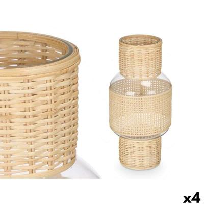 Kaarshouder Gift Decor SG-29652 SG-29652 Transparant Natuurlijk Glas Rotan 18 x 38 x 18 cm (4 Stuks)