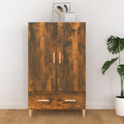 Hoge kast 70x31x115 cm bewerkt hout gerookt eikenkleurig
