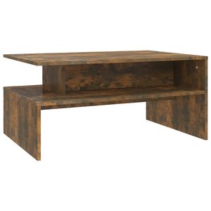 The Living Store Salontafel - Gerookt Eiken - Hout - 90 x 60 x 42.5 cm