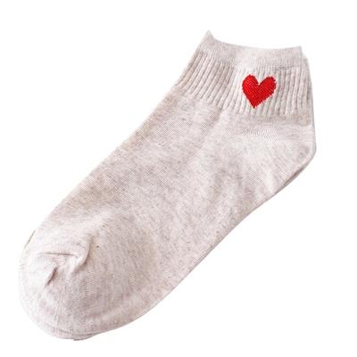 10 paar leuke sokken vrouwen rood hart patroon zachte ademende katoenen sokken enkel-hoge casual comfortabele sokken (beige lichaam rood hart)