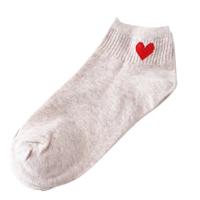 10 paar leuke sokken vrouwen rood hart patroon zachte ademende katoenen sokken enkel-hoge casual comfortabele sokken (beige lichaam rood hart)