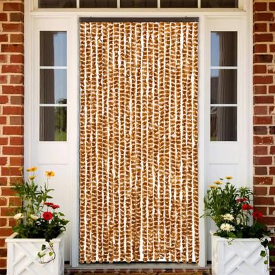 VidaXL Vliegengordijn 90x220 cm chenille oker en wit