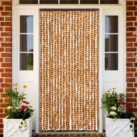 VidaXL Vliegengordijn 90x220 cm chenille oker en wit
