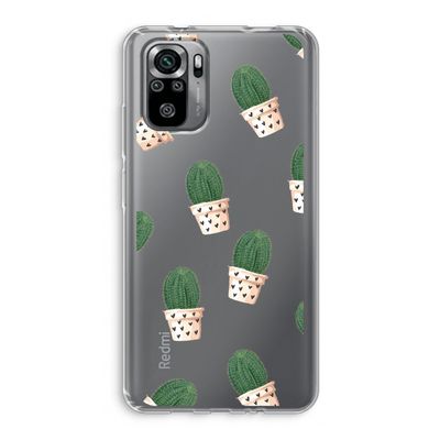 Cactusprint roze: Xiaomi Redmi Note 10S Transparant Hoesje