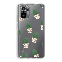 Cactusprint roze: Xiaomi Redmi Note 10S Transparant Hoesje