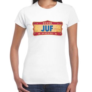 Super juf cadeau / kado t-shirt vintage wit voor dames 2XL  -
