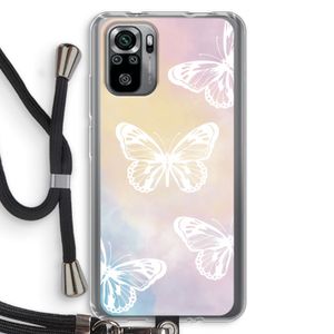 White butterfly: Xiaomi Redmi Note 10S Transparant Hoesje met koord