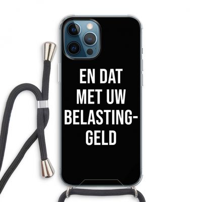 Belastinggeld - Zwart: iPhone 12 Pro Max Transparant Hoesje met koord