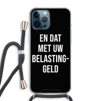 Belastinggeld - Zwart: iPhone 12 Pro Max Transparant Hoesje met koord