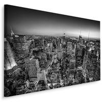 Schilderij - Overzicht over Manhattan in zwart wit , Wanddecoratie , Premium print