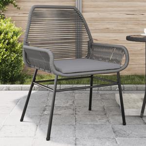 Tuinstoelen 2 st met kussens poly rattan grijs