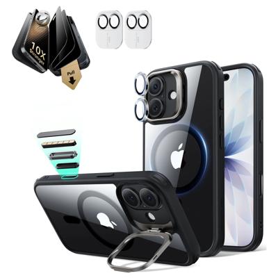 iPhone 17 Bundle Classic Hybrid Magnetic Case (Stash Stand) and Armorite Pro Privacy Screen Protector - Clear Black