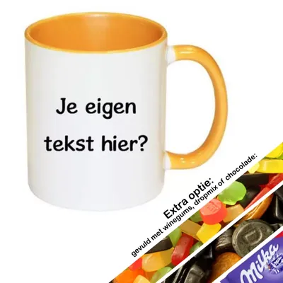 Mok met tekst (geel)