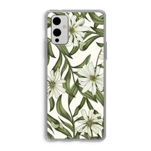 Wit bloemenpatroon: OnePlus 9 Transparant Hoesje